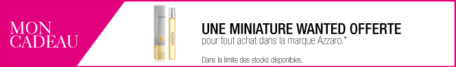 Une miniature Wanted eau de toilette 10ml offerte dès 60€ d'achat dans la marque Azzaro