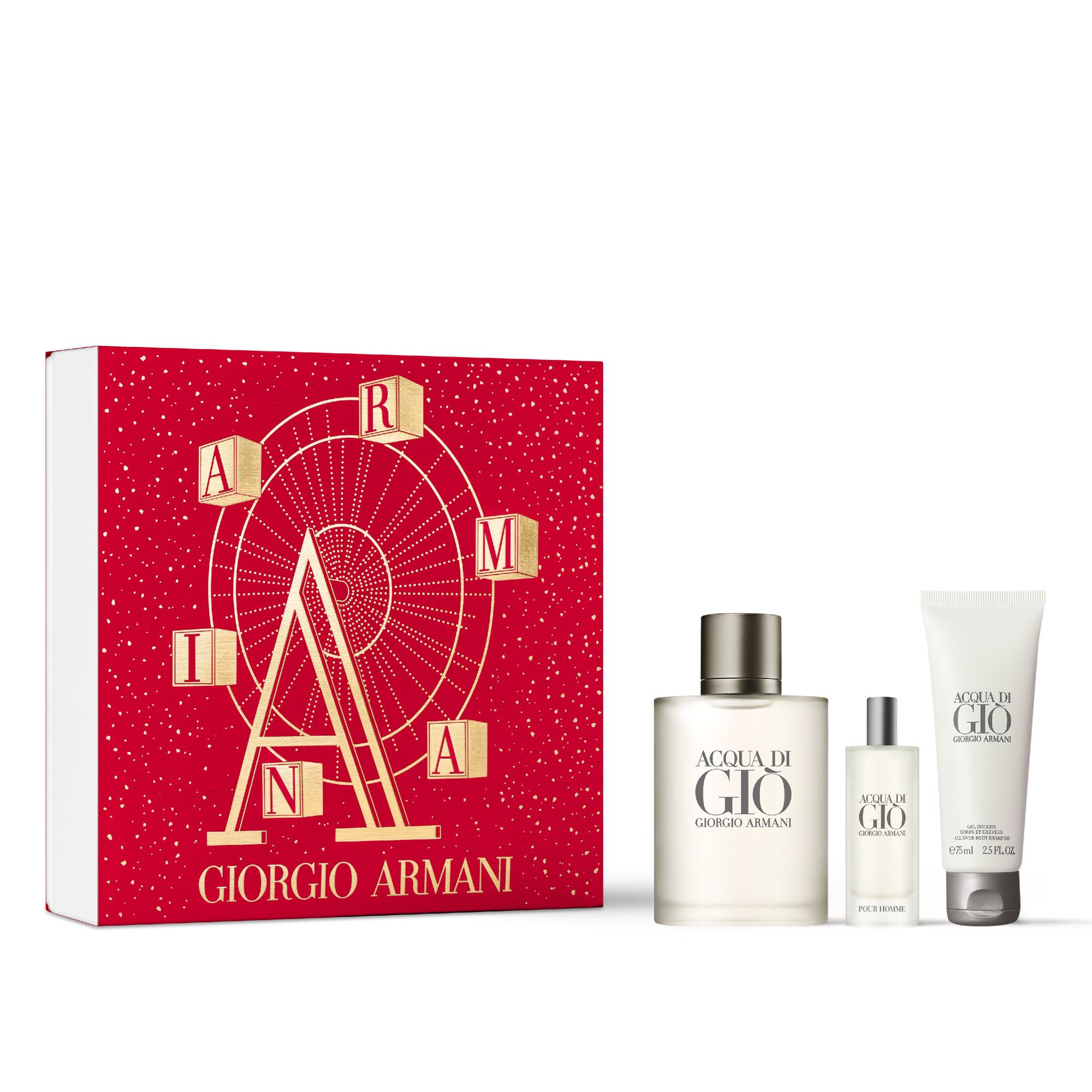 Giorgio Armani Coffret Acqua di Giò Eau de Toilette 100ml + 15ml&Gel Douche Eau de toilette 100ml + Gel douche 75ml + Format voyage 15ml