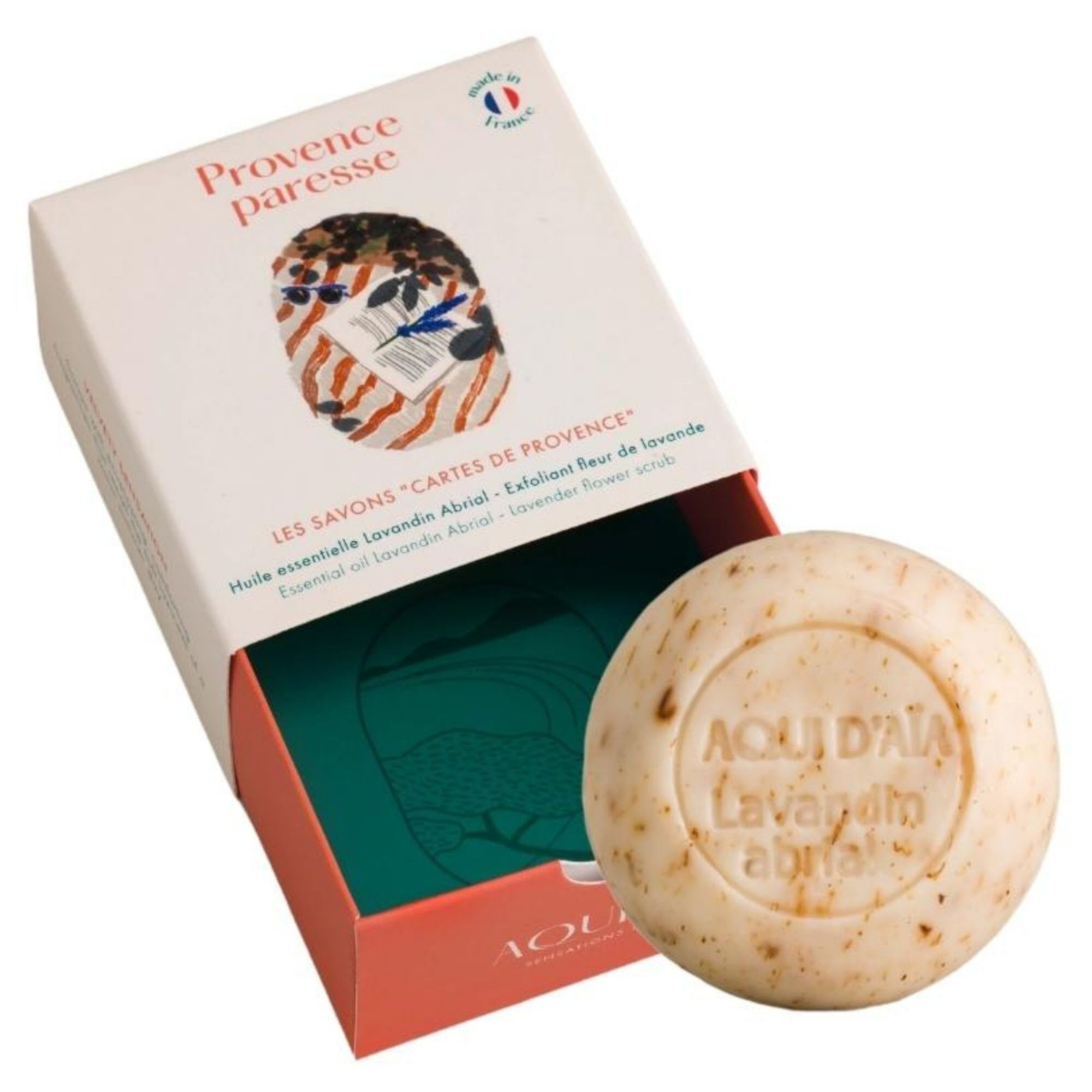Aqui D'aia - Cartes De Provence Savon Solide Exfoliant Lavandin Abrial Bio 100g