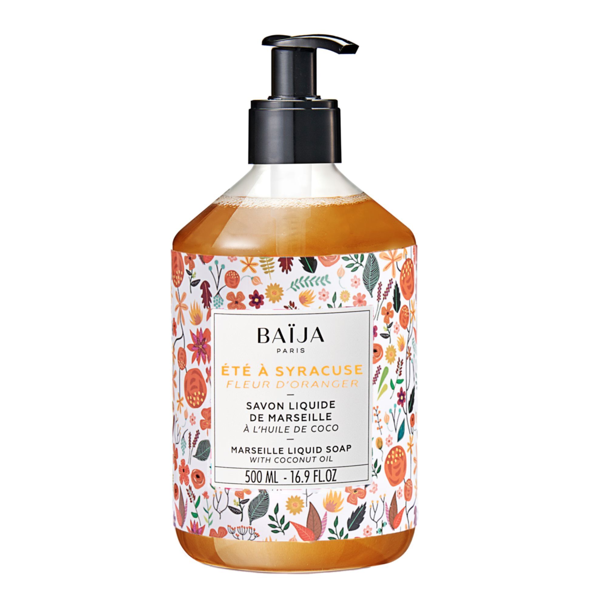 BAIJA Eté à Syracuse - Fleur d'Oranger Savon Liquide Marseille Corps et Mains Flacon Pompe 500ml
