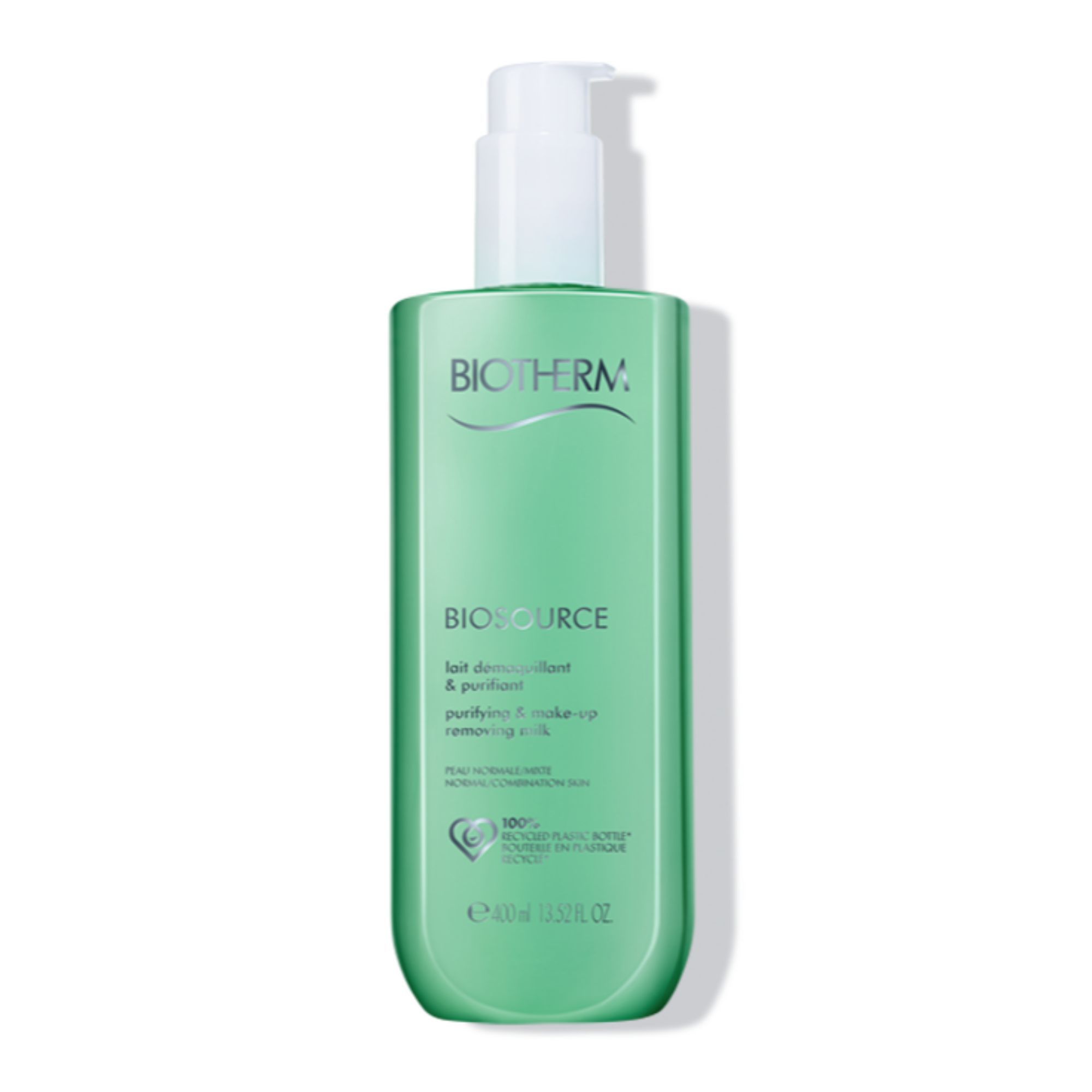 BIOTHERM Lait démaquillant Peaux normales à mixtes Biosource 400ml Lait démaquillant et purifiant pour les peaux normales à mixtes Flacon Pompe 400 ml