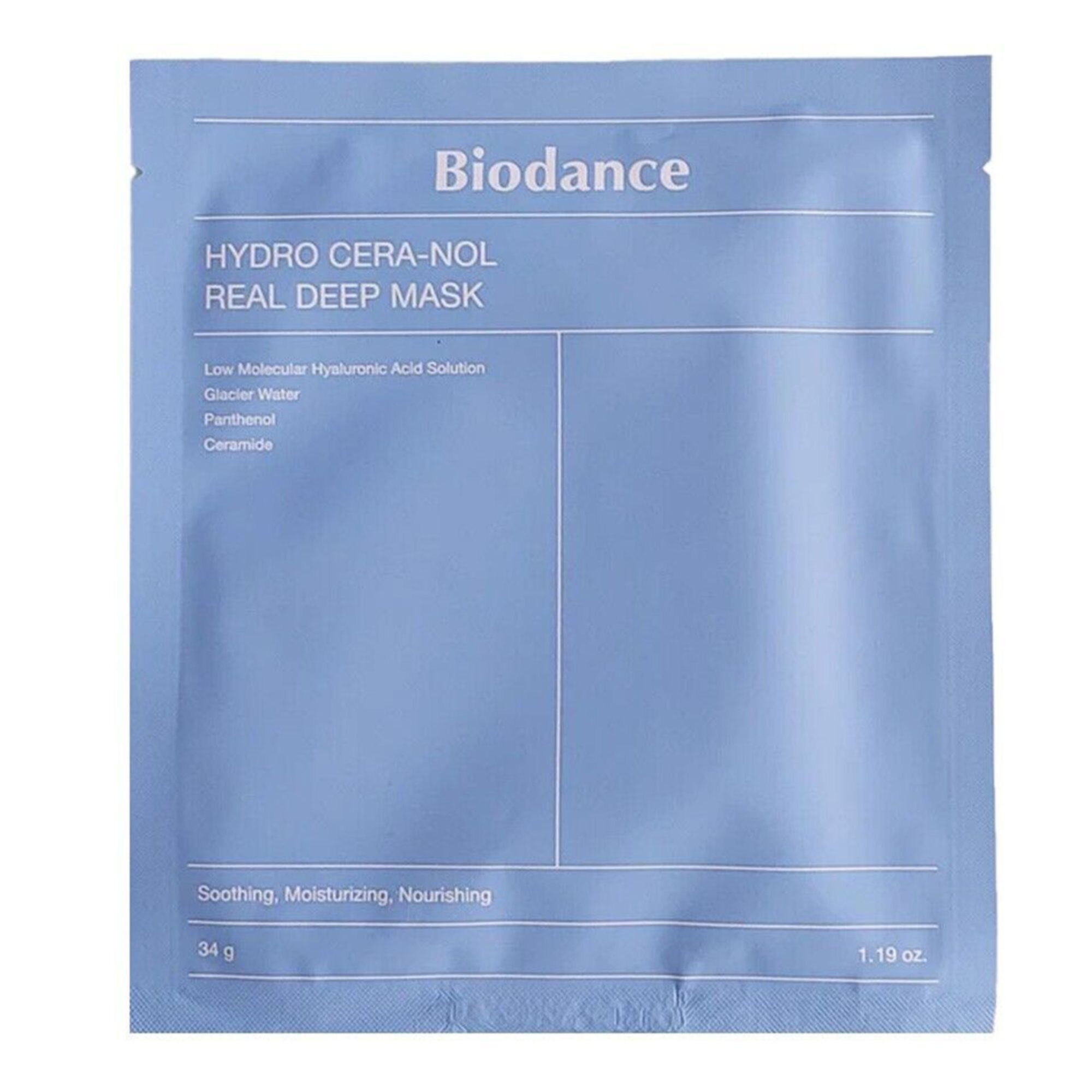Biodance Hydro Cera nol Real Deep Mask masque visage hydratant avec effets apaisants 34 g