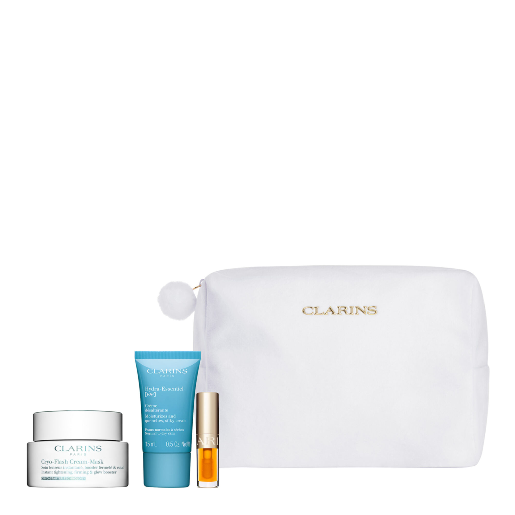 Clarins - Coffret Cryo-flash Masque Visage, Crème Visage, Huile À Lèvres & Trousse