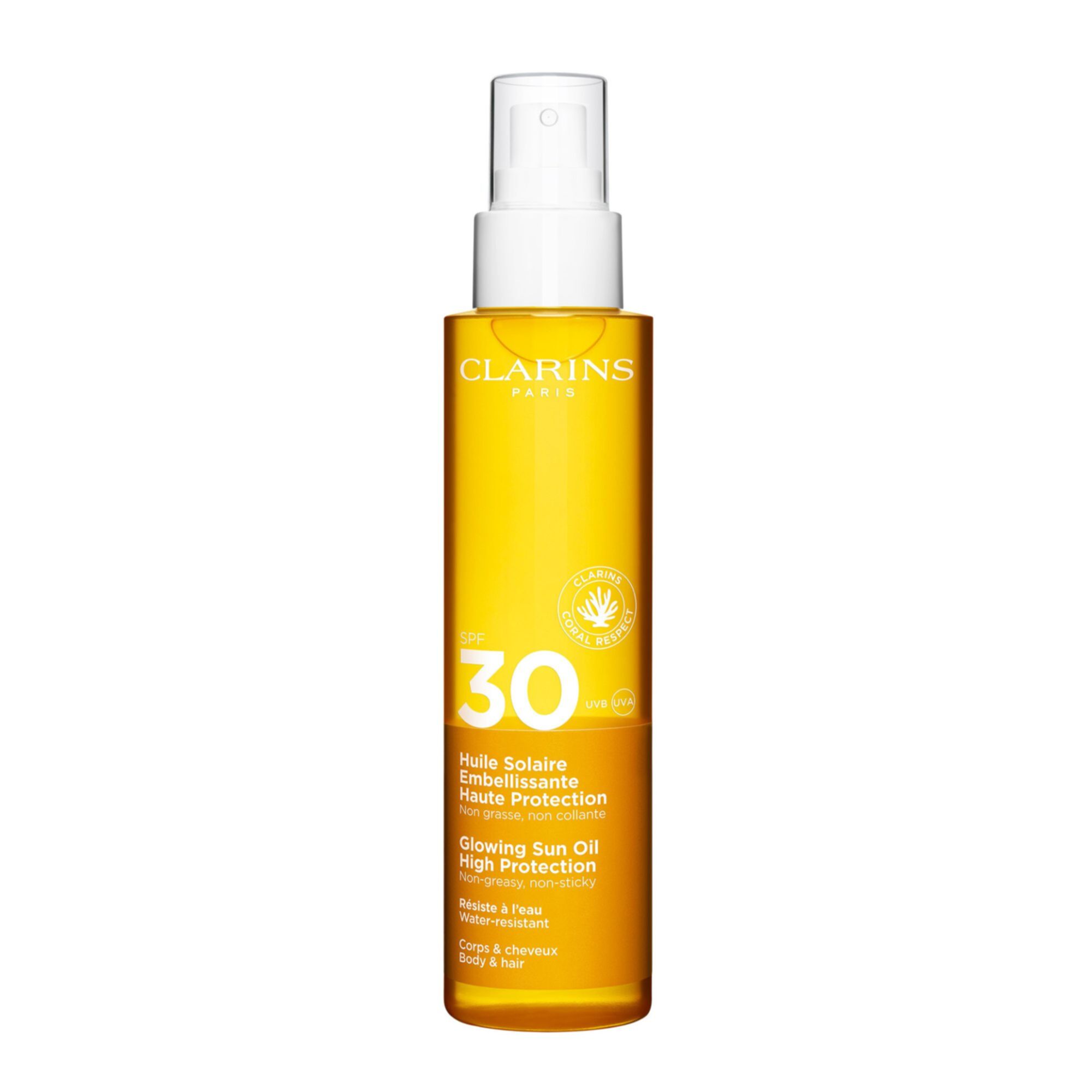 Clarins Sun Care Glowing Oil Huile sèche cheveux et corps SPF 30 150 ml