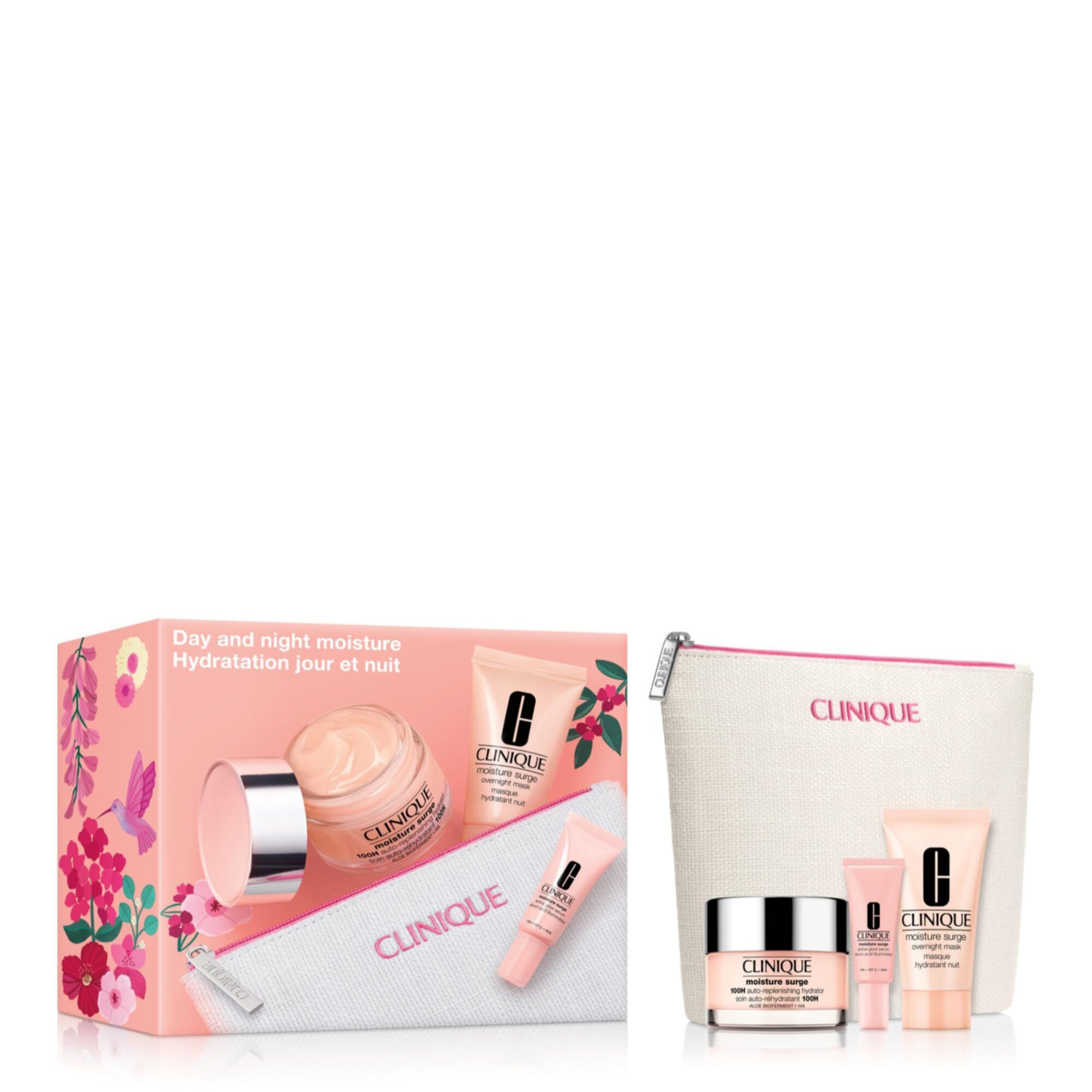 Clinique - Coffret Hydratation Jour & Nuit Soin Hydratant, Masque Hydratant Nuit, Sérum Illuminateur & Trousse