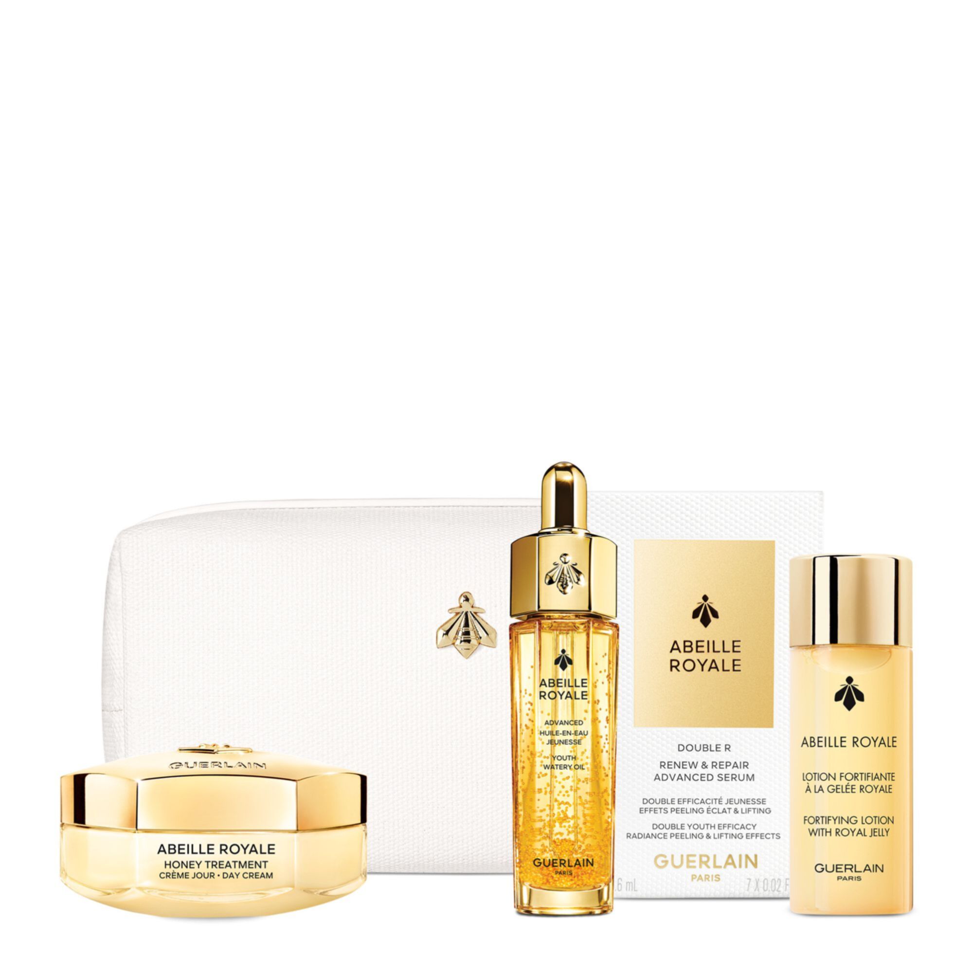 Guerlain - Coffret Abeille Royale - Programme Anti-âge Honey Treatment Crème Jour Crème De Jour, Lotion Fortifiante, Huile-en-eau & Serum