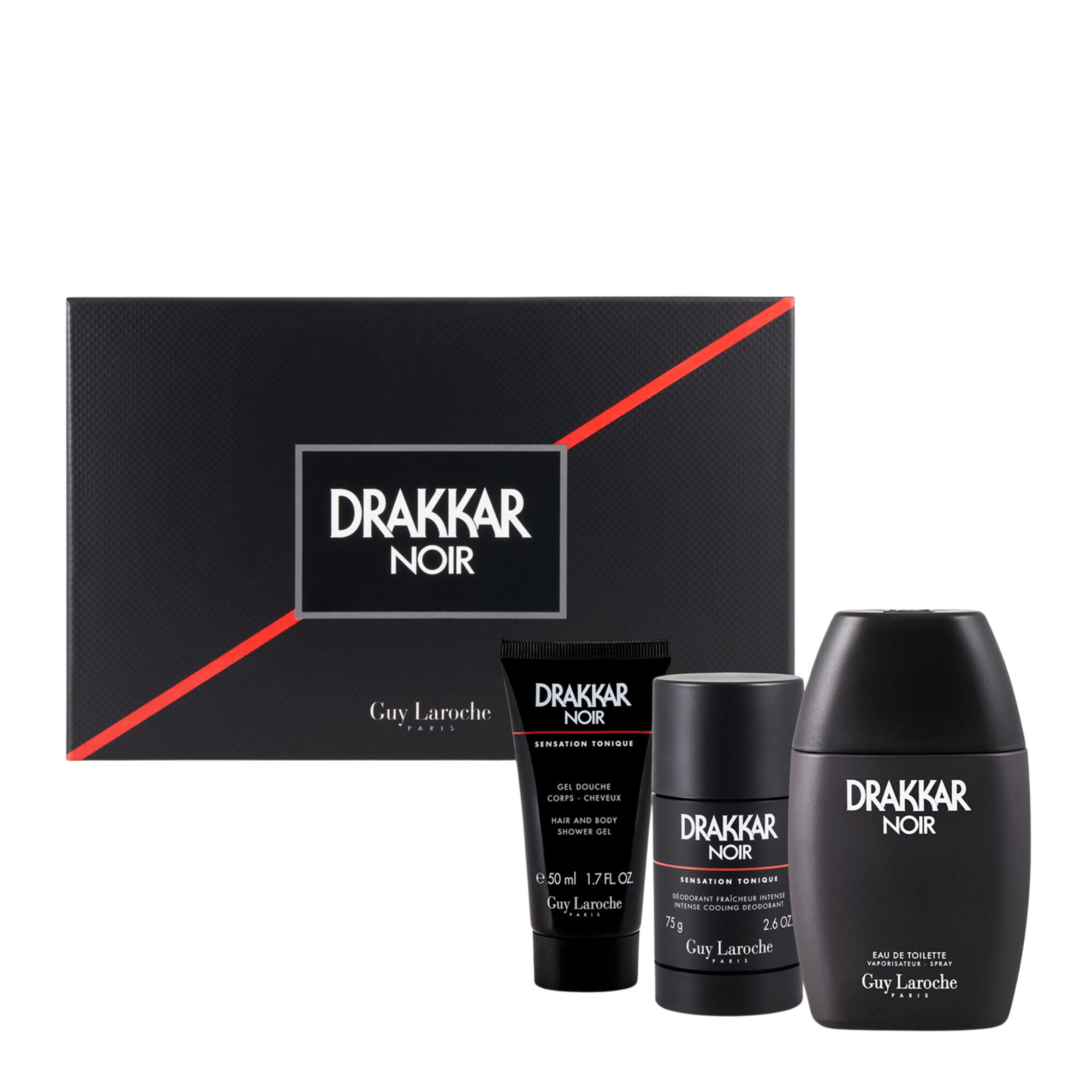 Guy Laroche - Coffret Drakkar Noir Eau De Toilette 50ml, Gel Douche & Déodorant Stick