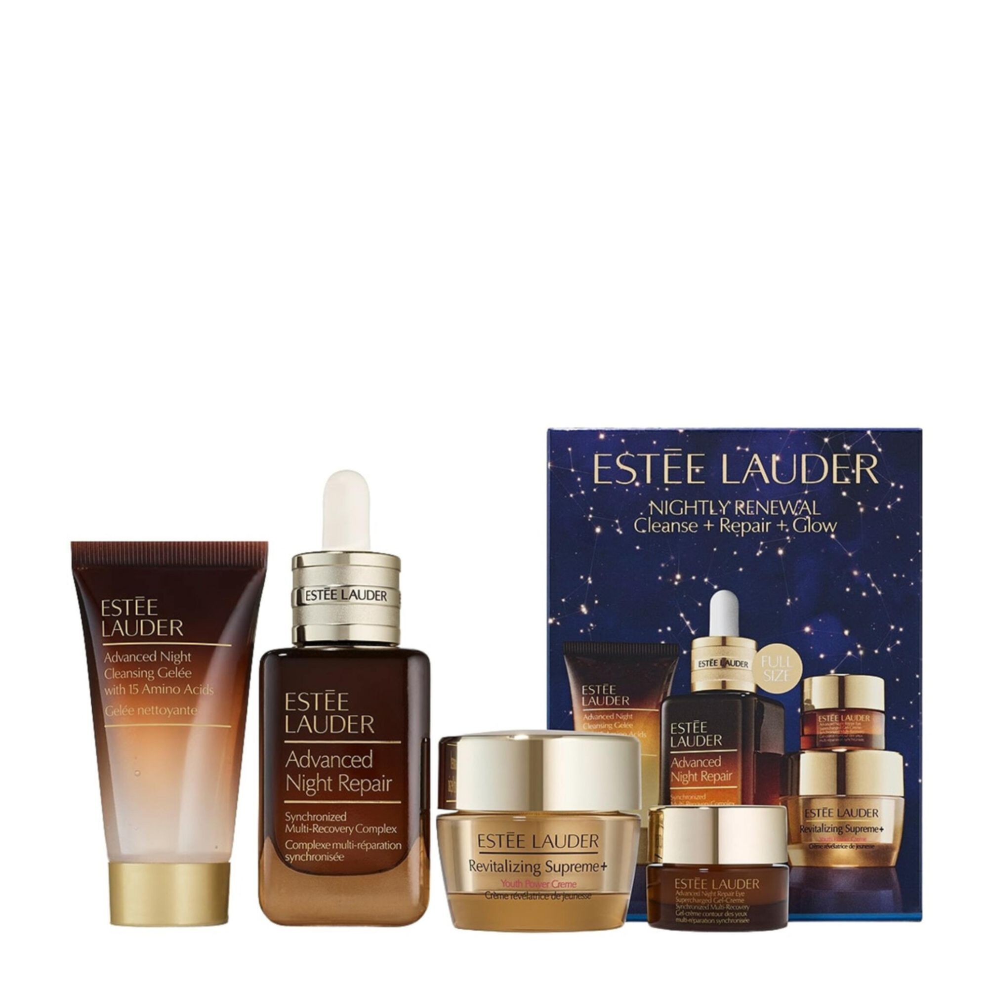Estée Lauder - Coffret Nightly Renewal Gelée Nettoyante, Sérum, Crème Visage & Crème Yeux
