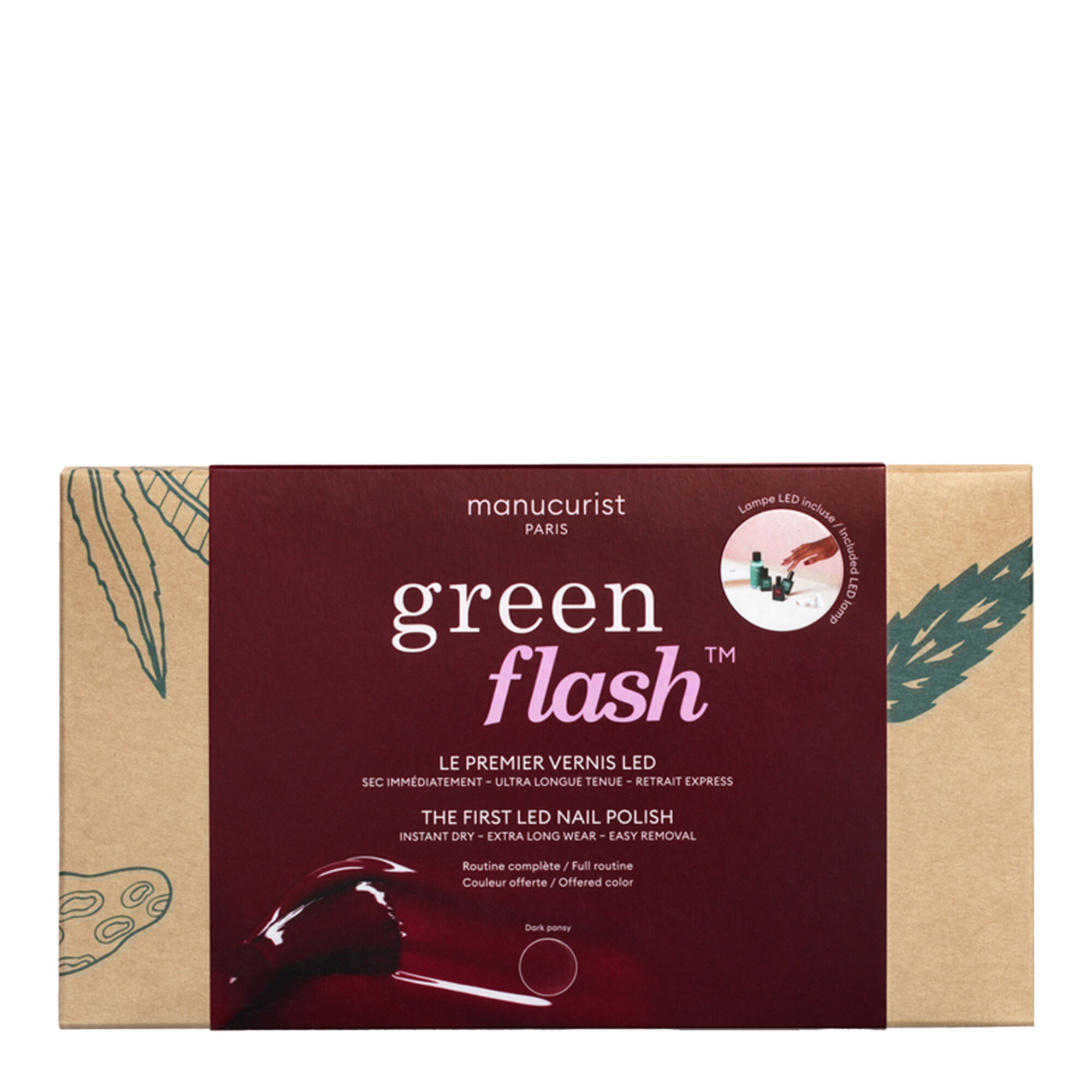 Manucurist - Coffret Routine Green Flash Semi-permanent Dark Pansy
