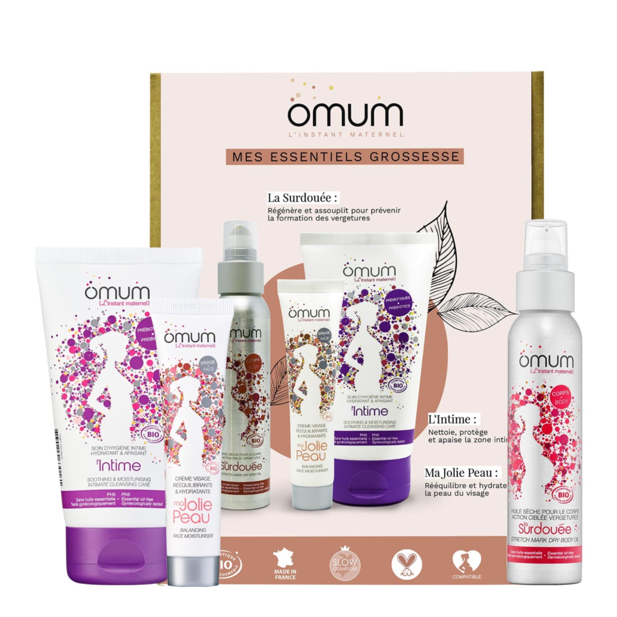 Omum - Coffret Mes Essentiels Grossesse Coffret Soin Corps Et Visage Bio 3 Soins