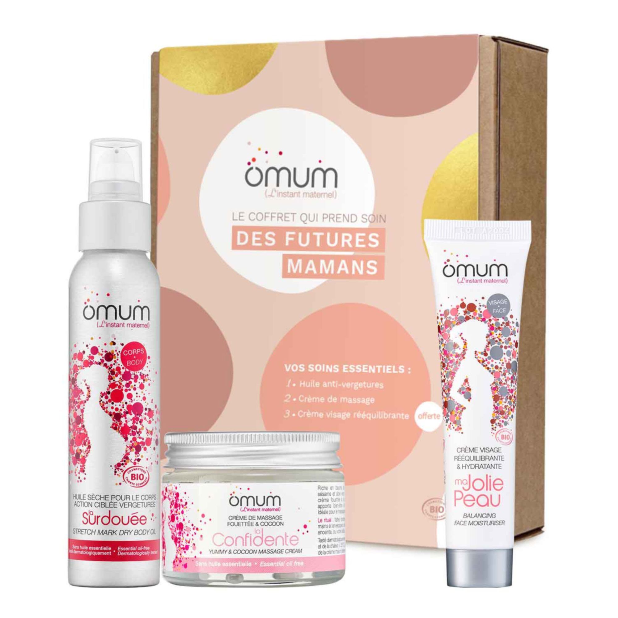 Omum - Coffret Future Maman Le Coffret Bio Qui Prend Soin Des Futures Mamans Huile Sèche + Crème De Massage + Crème Visage