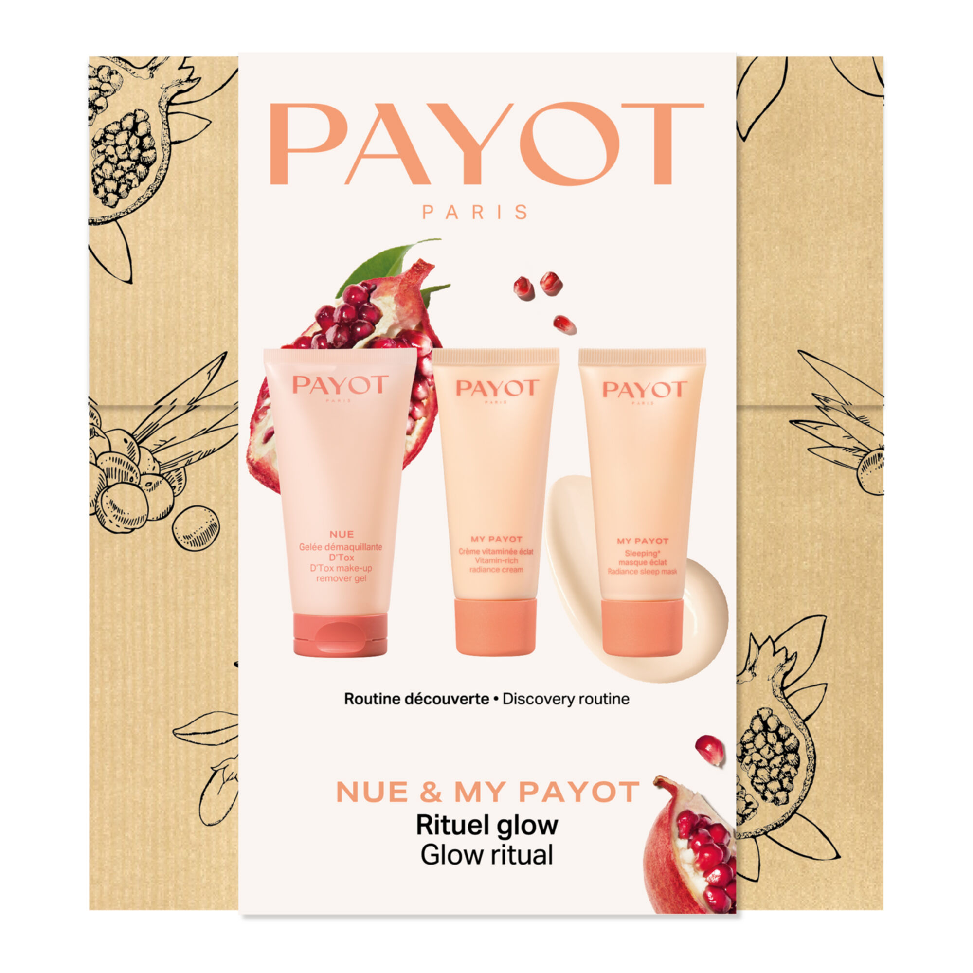 Payot - Coffret Nue & My Payot Gelée Démaquillante, Crème Vitaminée Éclat & Masque Éclat