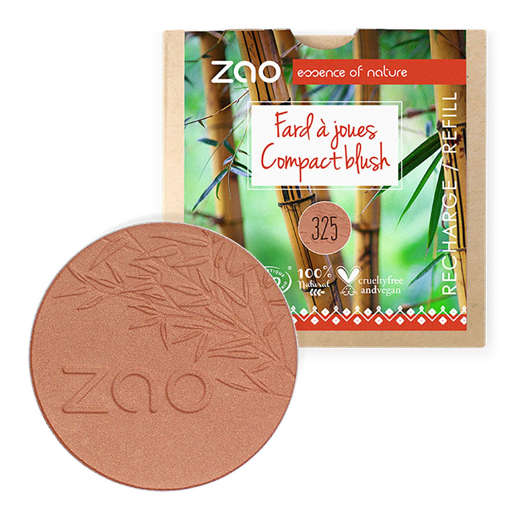 Zao Makeup - Recharge Fard À Joues Bio, Vegan Et Rechargeable Corail Doré