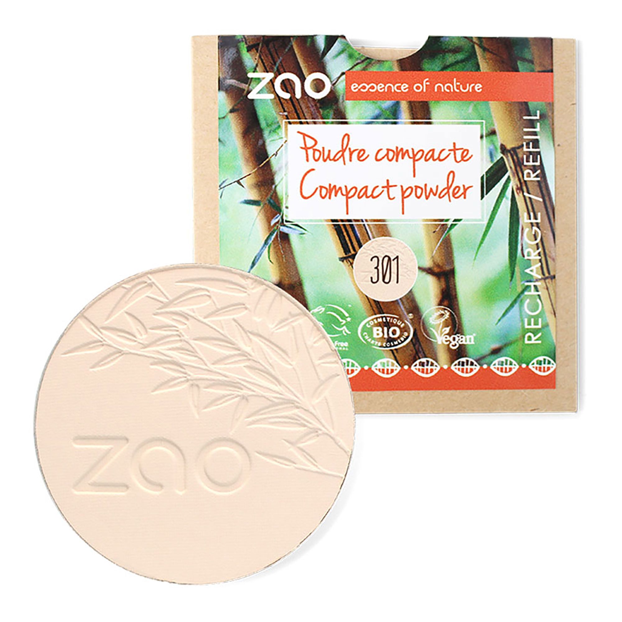 Zao Makeup - Recharge Poudre Compacte Bio, Vegan Et Rechargeable Ivoire