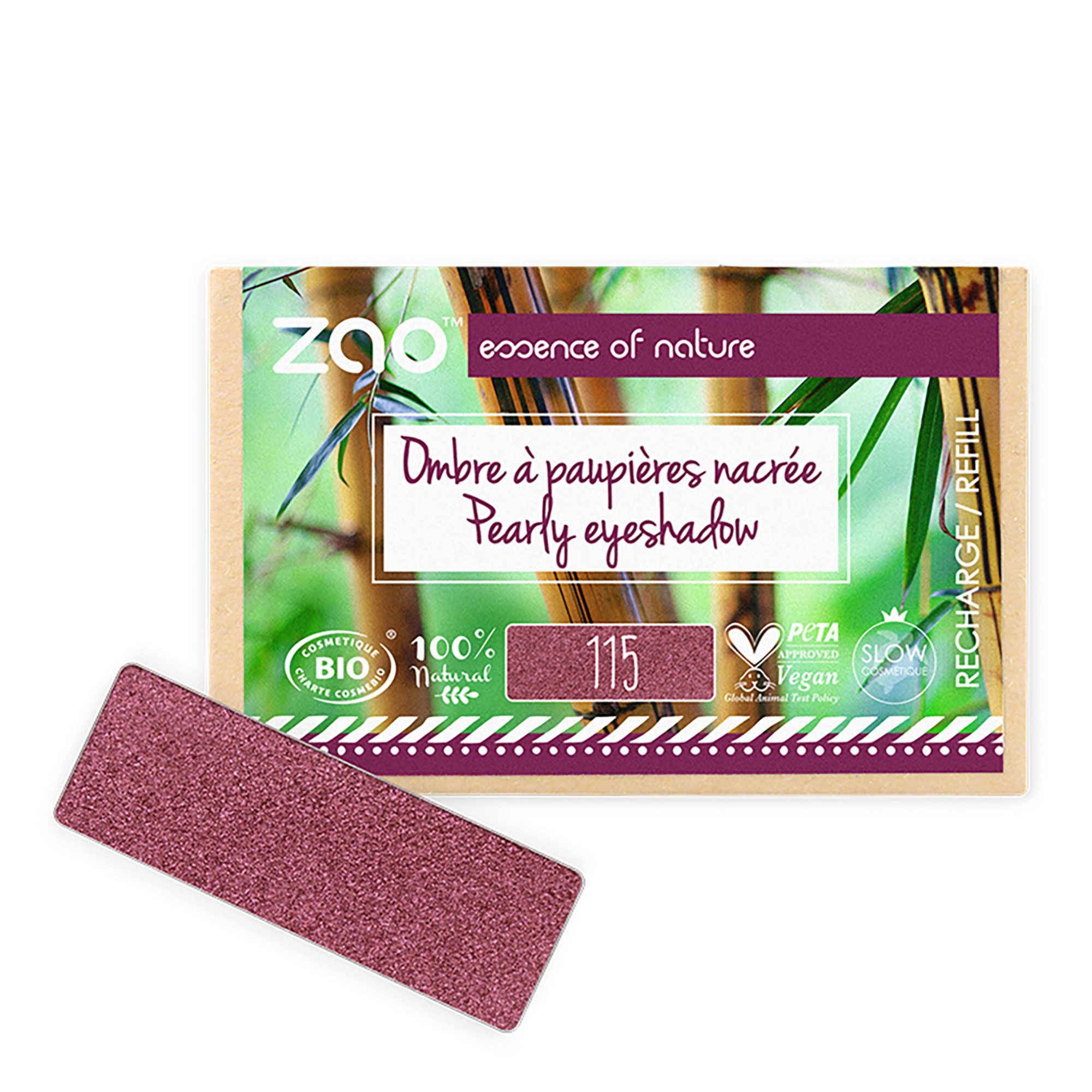 Zao Makeup - Recharge Ombre À Paupières Rectangle Nacrée Bio, Vegan & Rechargeable Rubis