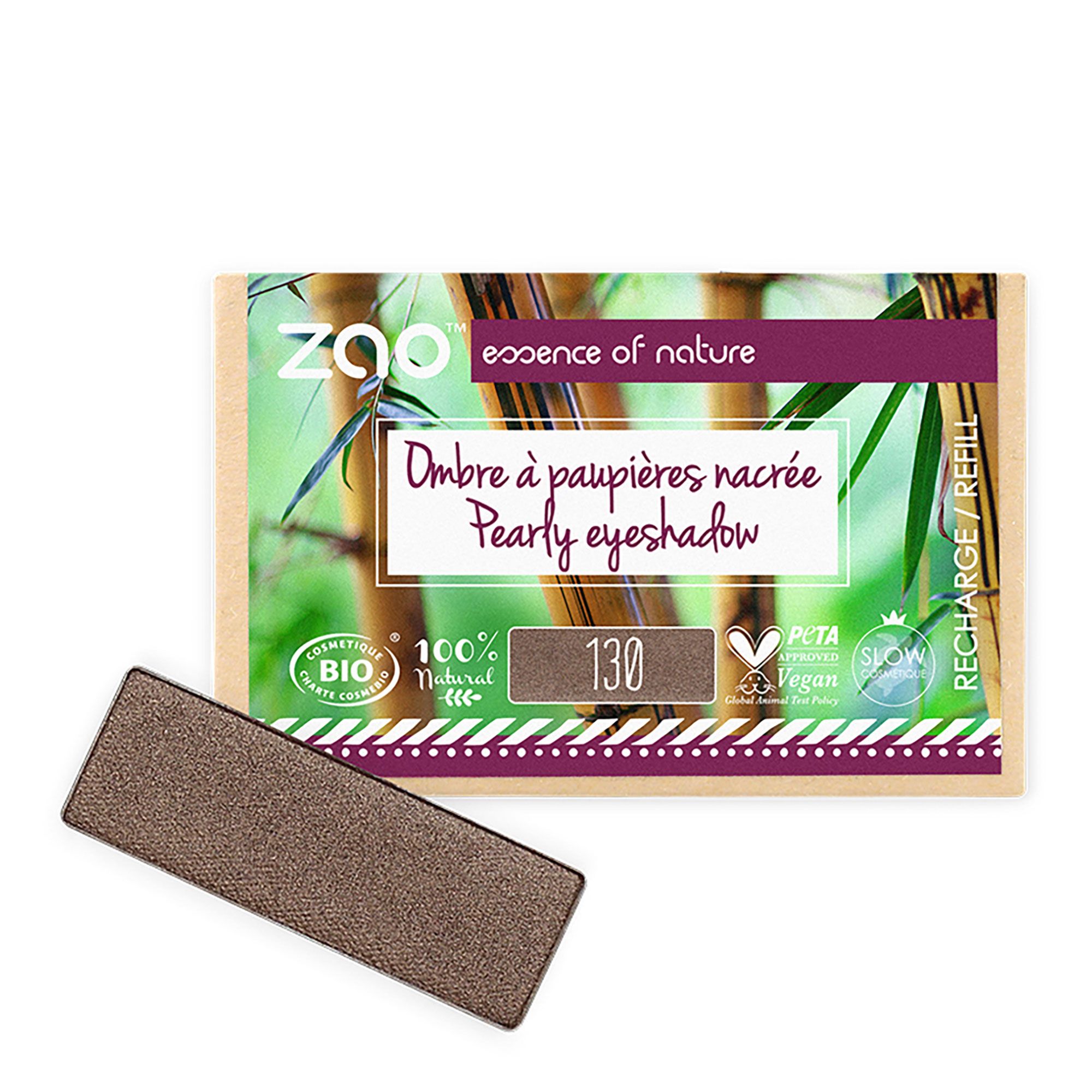 ZAO MAKEUP Recharge fard &agrave; paupi&egrave;res bio - Rectangle - Zao 130 Marron intense