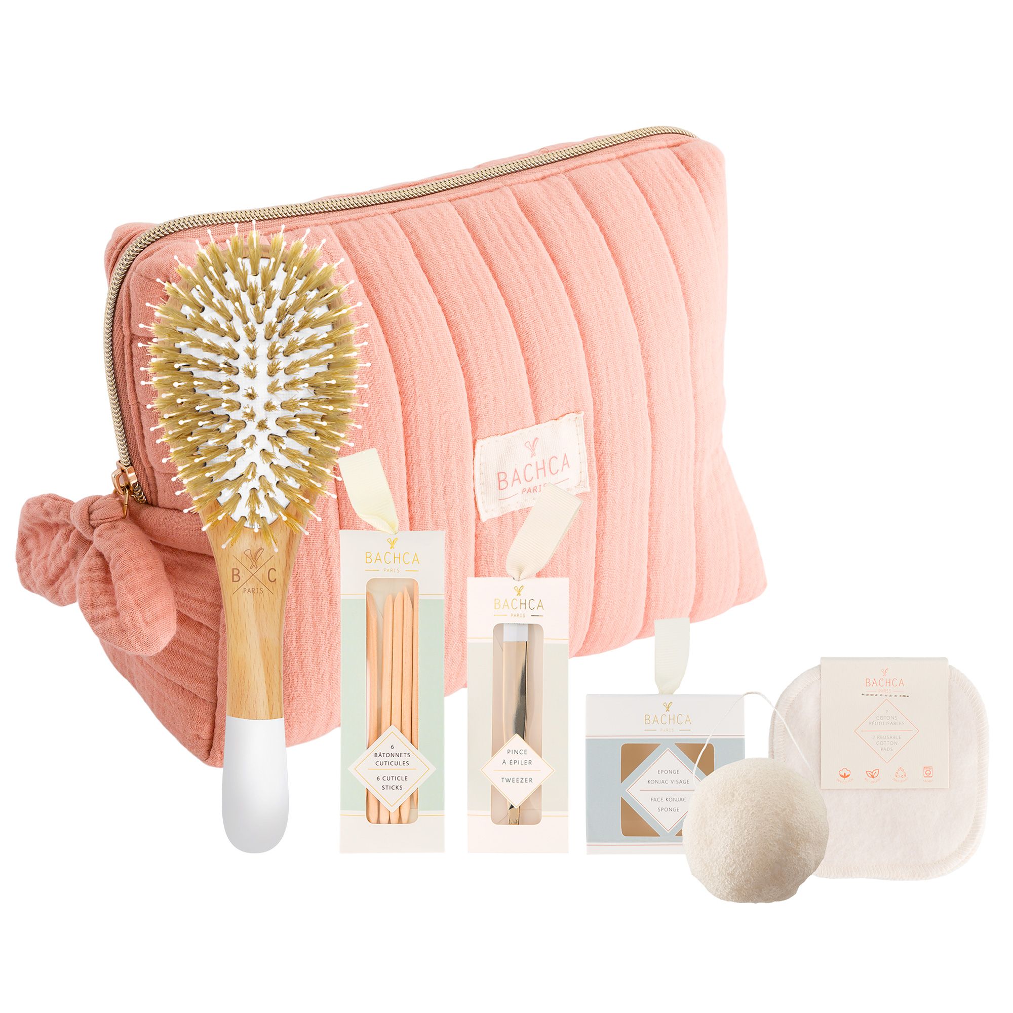 Bachca - Coffret Trousse Green Trousse, Brosse, Lime, Eponge, Cotons & Batônnets Cuticules