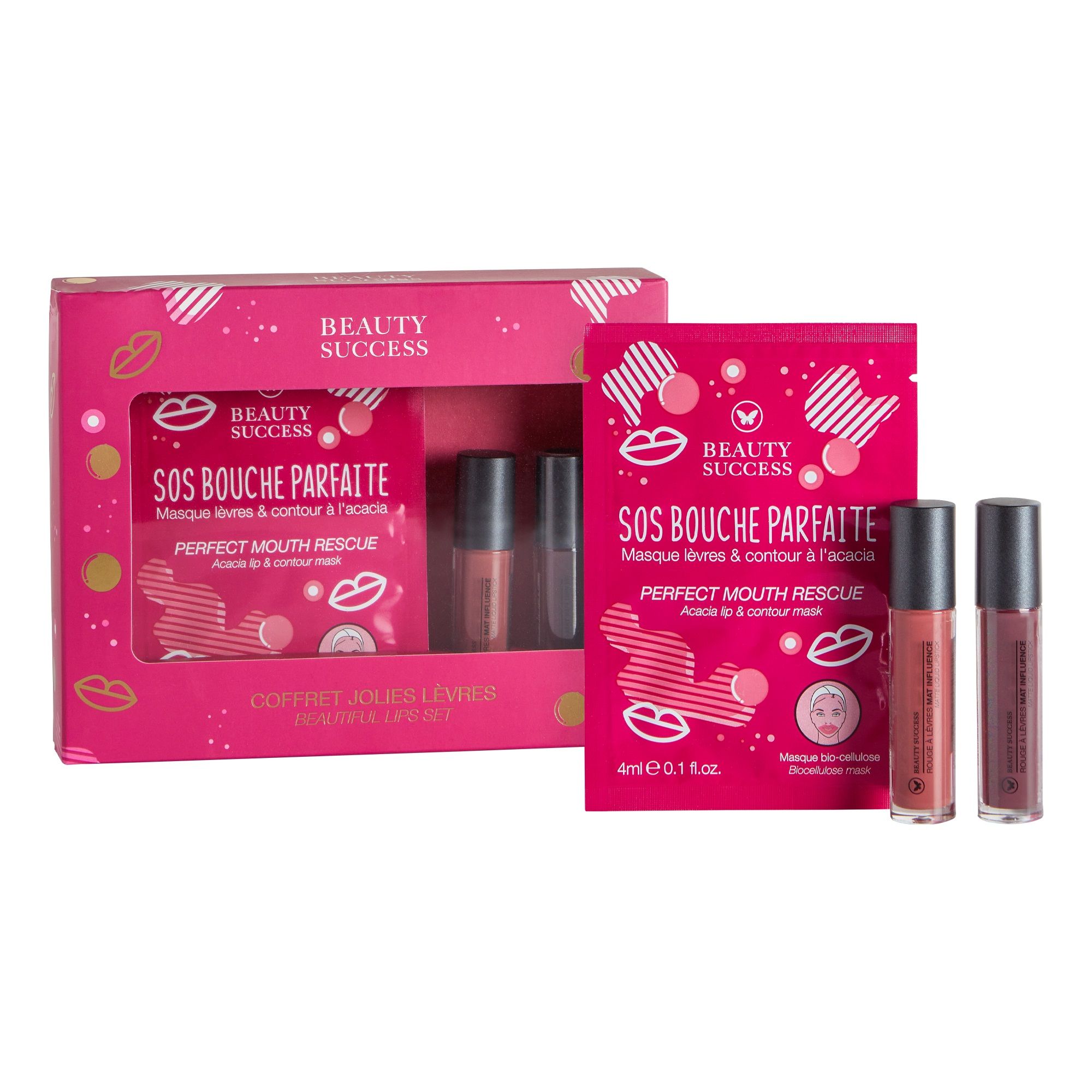 Beauty Success - Coffret Jolies Lèvres Coffret Lèvres Rouges À Lèvres Mat Infuence + Masque Sos Bouche Parfaite