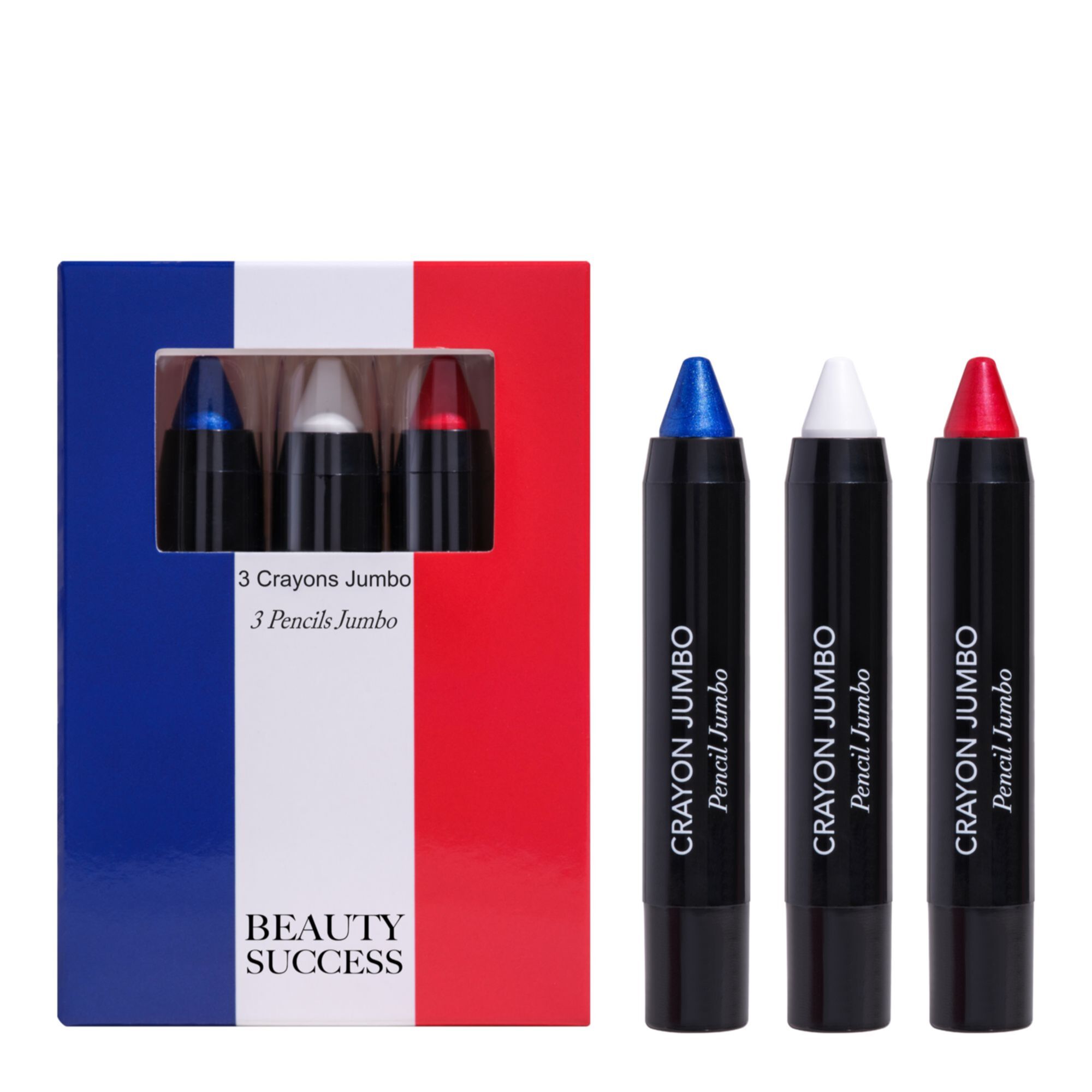 Beauty Success - Kit 3 Crayons Jumbo Crayons Jumbo Bleu, Blanc, Rouge