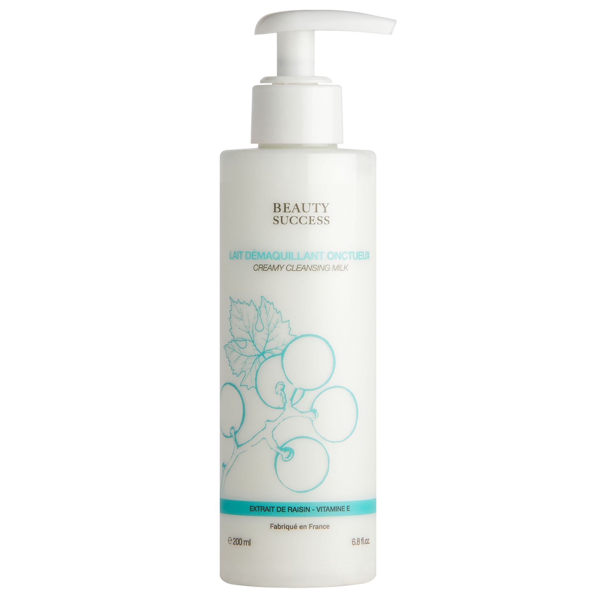 Beauty Success - Lait Démaquillant Onctueux Démaquillant Visage Flacon Pompe 200 Ml