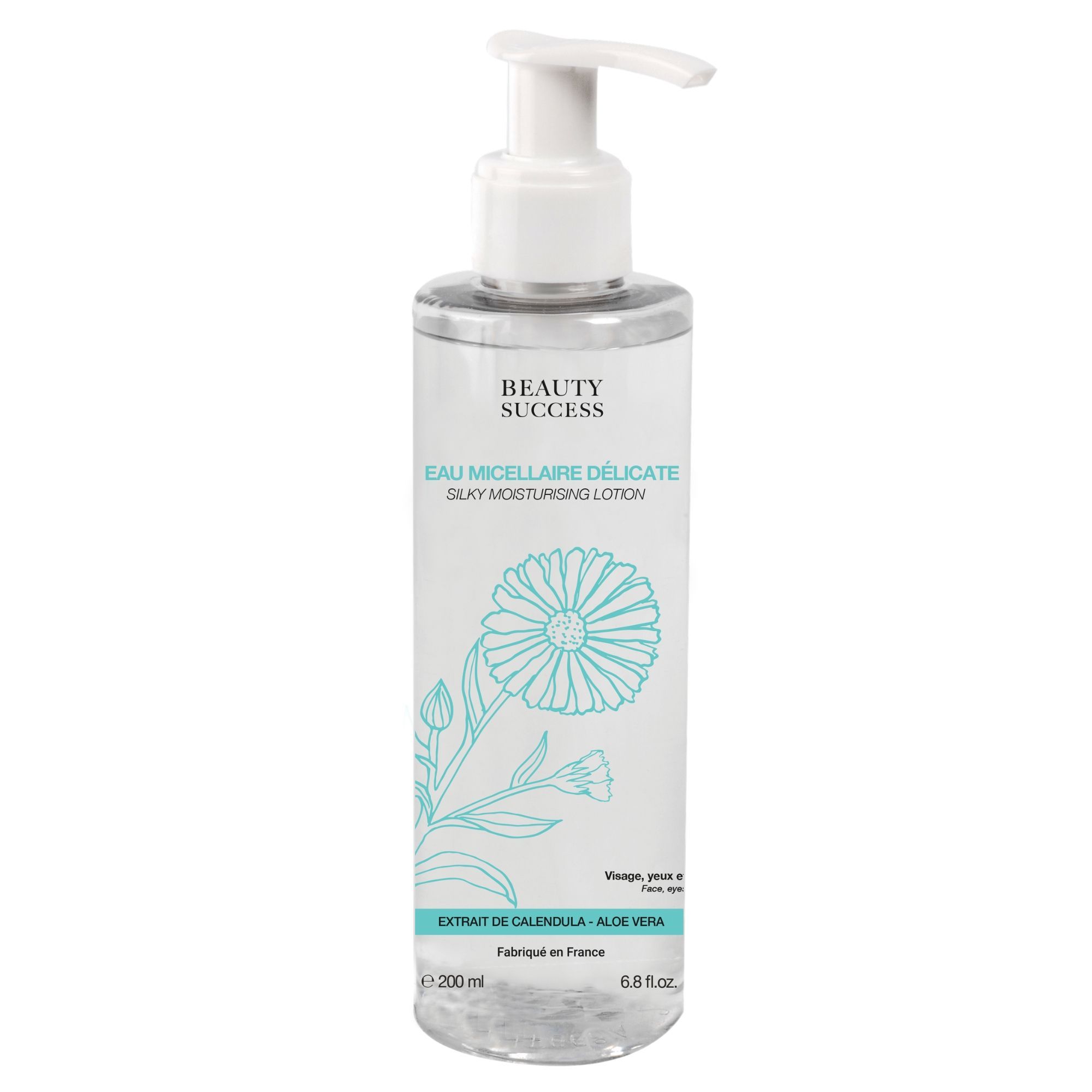 Beauty Success - Eau Micellaire Délicate Démaquillant Visage Flacon Pompe 500 Ml