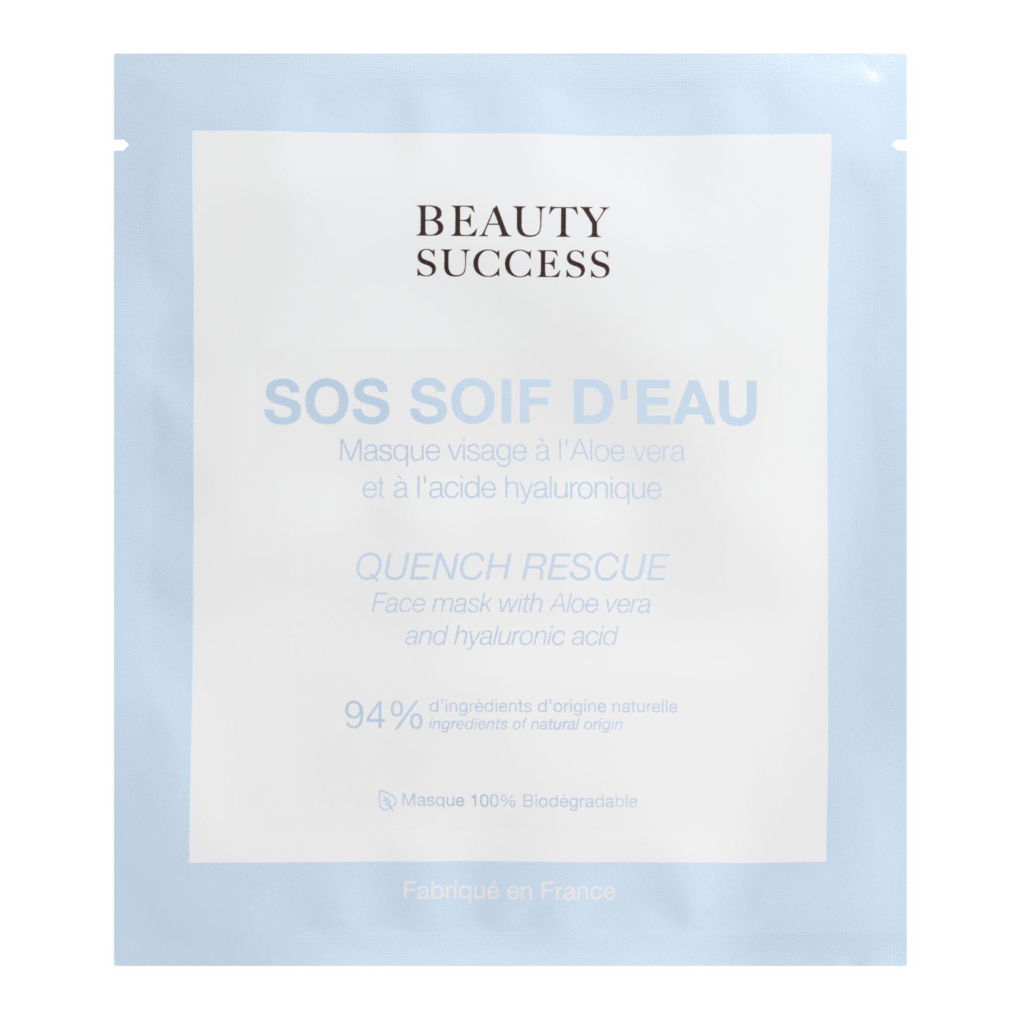 Beauty Success - Masque Monodose Sos Soif D'eau Masque Tissu Visage Sachet 20ml