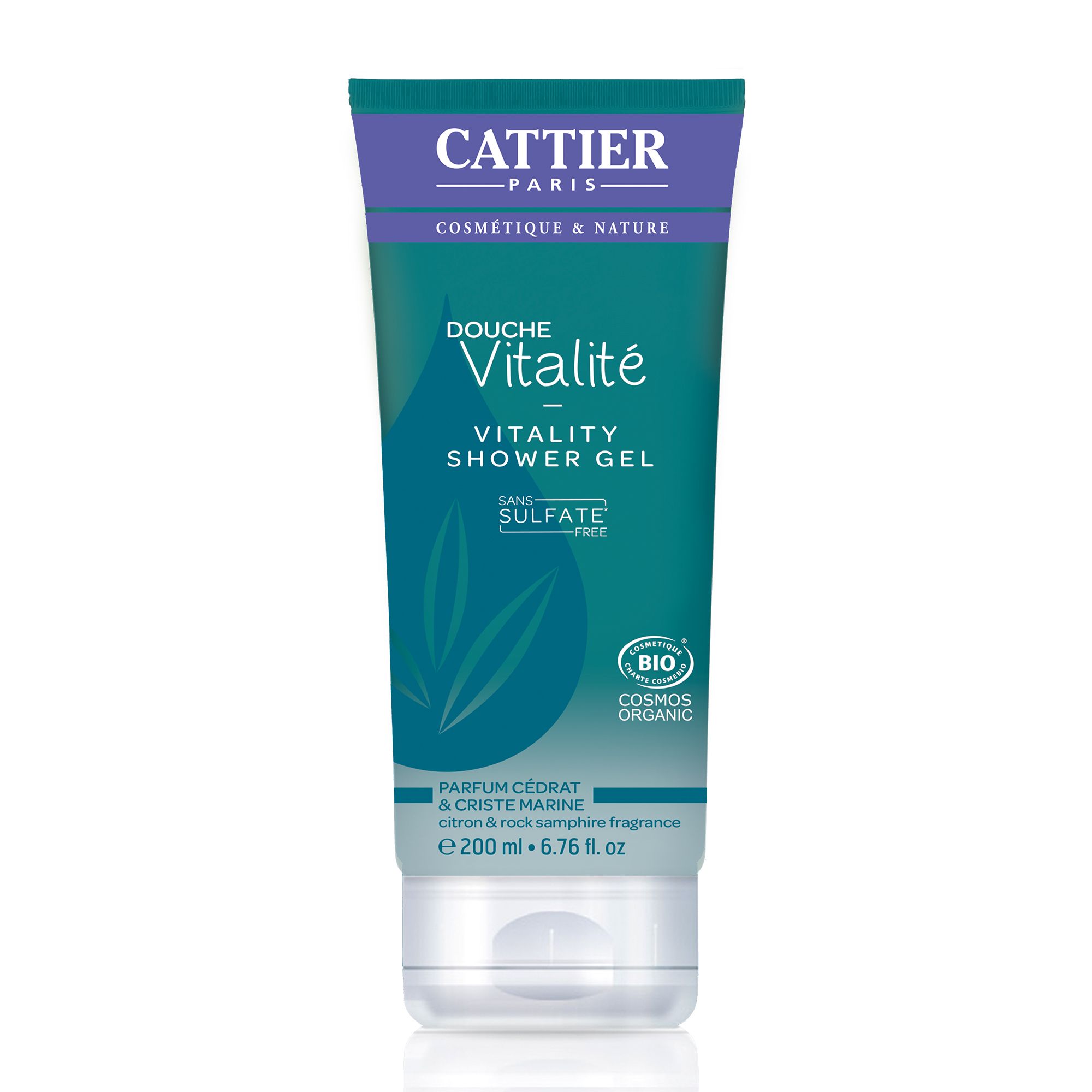 Cattier - Douche Vitalité (cédrat & Criste Marine) Gel Douche Sans Sulfates Tube 200ml