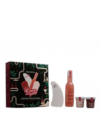 Coffret Corps Fraise & Grenade Gel Douche, Gommage Corps, Crème Corps & Gua Sha 