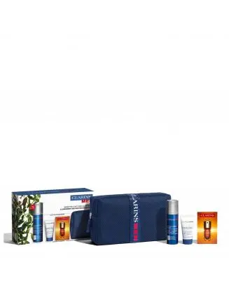 Coffret Essentiels Anti-Âge ClarinsMen Soin, Nettoyant et Sérum Visage & Trousse 