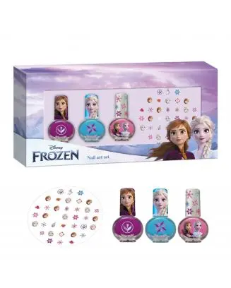 Coffret Reine des Neiges Coffret 3 Vernis & Autocollants pour Ongles 
