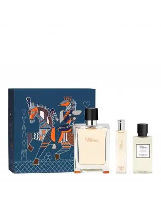 Coffret Terre d'Hermès Eau de Toilette, Lotion Après-Rasage & Format Voyage 