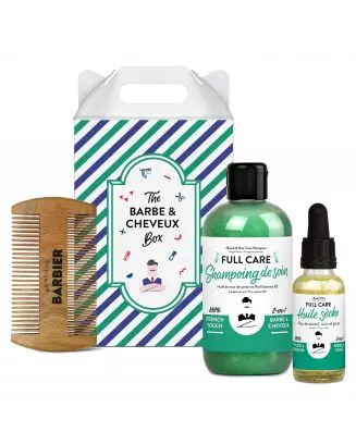 THE BARBE & CHEVEUX BOX Coffret de soin barbe et cheveux pour homme 250ml + 30ml
