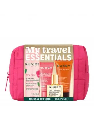 Trousse Mes Essentiels Voyage Eau Micellaire, Gel-Crème Visage, Gel Lavant Surgras & Huile Sèche Multi-Fonctions 