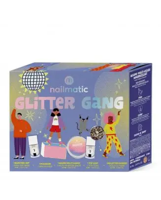 Coffret Glitter Gang Base Peel-Off, Polissoir, Baume Multi-Usage, Top Coat & Paillettes 