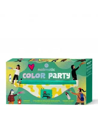 Coffret Color Party Sac Banane, 2 Feutres de Tatouages Temporaires & Bombe de Bain 
