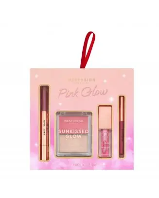Coffret Pink Glow Palette Duo Blush et Highlighter & Crayon, Huile et Rouge à Lèvres 
