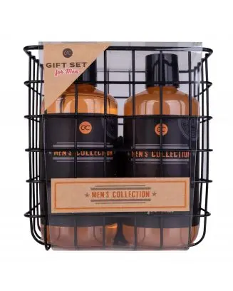 Panier Men's Collection Gel Douche, Shampooing, Brosse à Ongles & Fleur de Massage 