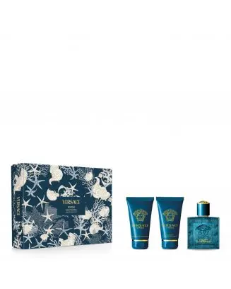Coffret Eros Eau de Toilette 50ml, Gel Douche & Baume Après-Rasage 