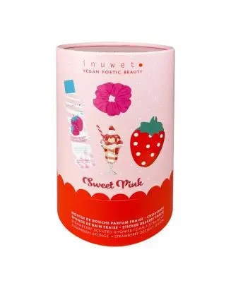 Coffret Sweet Pink Mousse de Douche, Chouchou, Éponde de Bain & Sticker 