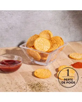 Chips protéinées barbecue  Riche en protéines et pauvre en glucides Boîte de 3 sachets