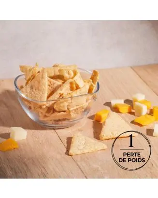 Chips protéinées tortilla fromage Riche en protéines et pauvre en glucides Boîte de 3 sachets