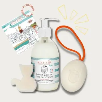 Coffret Enfant - Lait de Chèvre & Beurre de Karité Savon liquide, Savon Solide & Savon Chat  - AQUI D'AIA - Soin - Visuel 2