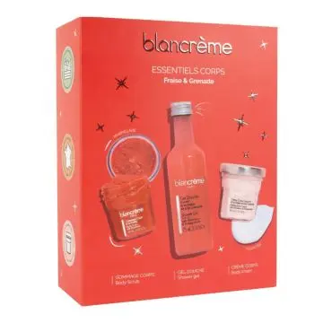Coffret Essentiels Corps Fraise & Grenade Gommage, Gel Douche & Crème Corps  - Blancrème - Soin - Visuel 1