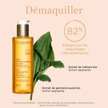 Huile Très Démaquillante Aux Extraits de Gentiane Jaune & Mélisse des Alpes - Tous Maquillages Waterproof 150ml - Clarins - Soin - Visuel 4