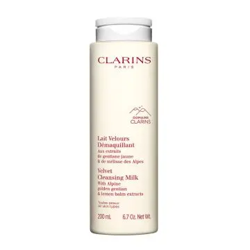 Lait Velours Démaquillant Aux Extraits de Gentiane Jaune & Mélisse des Alpes - Toutes Peaux 200ml - Clarins - Soin - Visuel 1 Lait Velours Démaquillant Aux Extraits de Gentiane Jaune & Mélisse des Alpes - Toutes Peaux 200ml - Clarins - Soin - Visuel 1