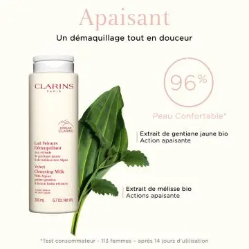 Lait Velours Démaquillant Aux Extraits de Gentiane Jaune & Mélisse des Alpes - Toutes Peaux 200ml - Clarins - Soin - Visuel 4 Lait Velours Démaquillant Aux Extraits de Gentiane Jaune & Mélisse des Alpes - Toutes Peaux 200ml - Clarins - Soin - Visuel 4
