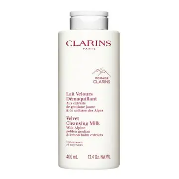 Lait Velours Démaquillant Aux Extraits de Gentiane Jaune & Mélisse des Alpes - Toutes Peaux 400ml - Clarins - Soin - Visuel 1