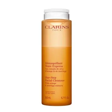 Démaquillant Tonic Express Aux Extraits de Sève d'Orange & Moringa - Toutes Peaux 200ml - Clarins - Soin - Visuel 1