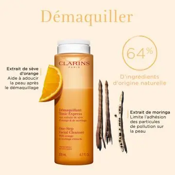 Démaquillant Tonic Express Aux Extraits de Sève d'Orange & Moringa - Toutes Peaux 200ml - Clarins - Soin - Visuel 4