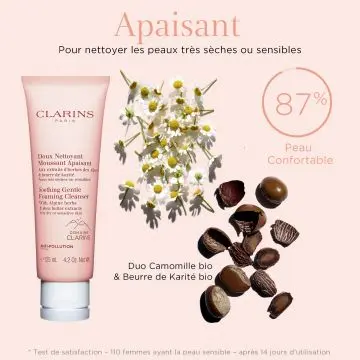 Doux Nettoyant Moussant Apaisant Peaux sèches ou sensibles Tube 125 ml - Clarins - Soin - Visuel 3